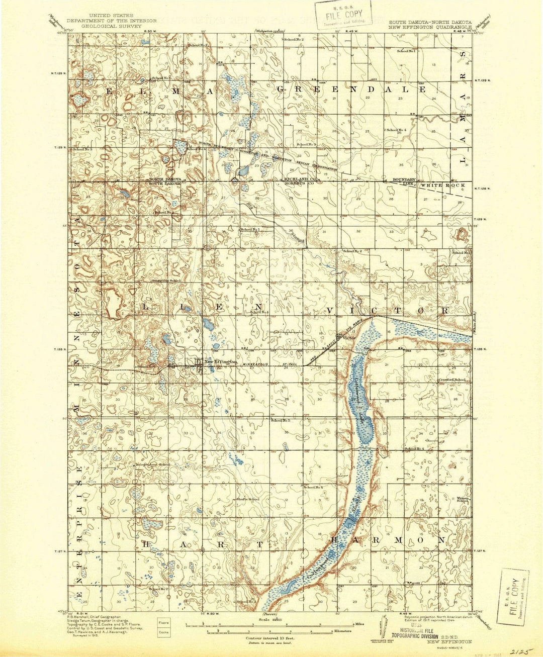 1917 New Effington, SD - South Dakota - USGS Topographic Map