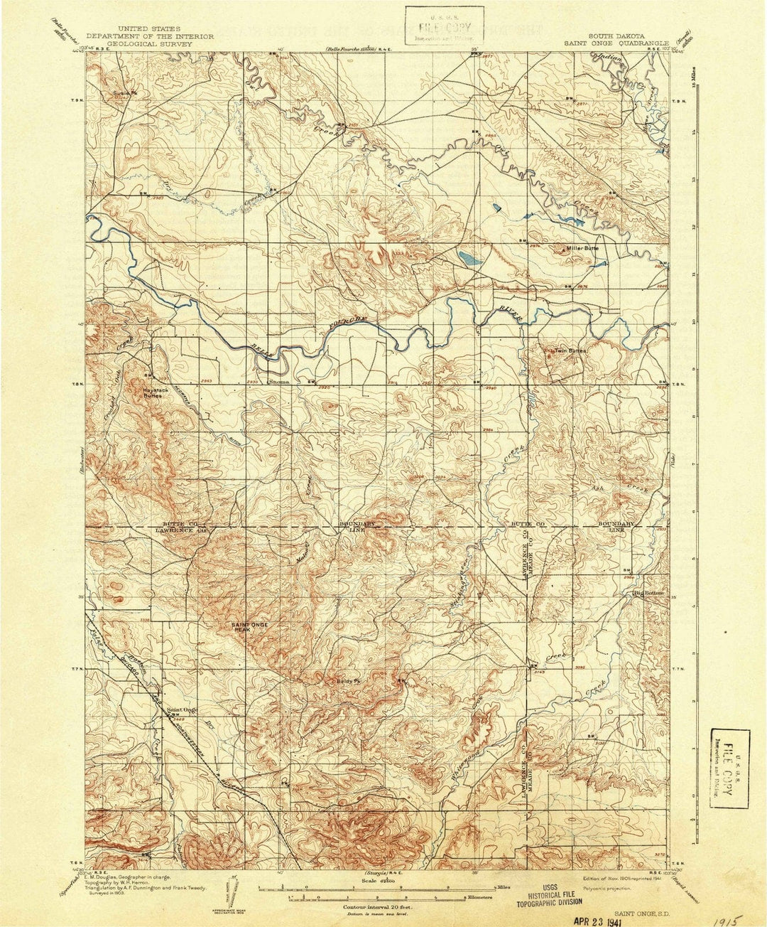 1905 Saint Onge, SD - South Dakota - USGS Topographic Map