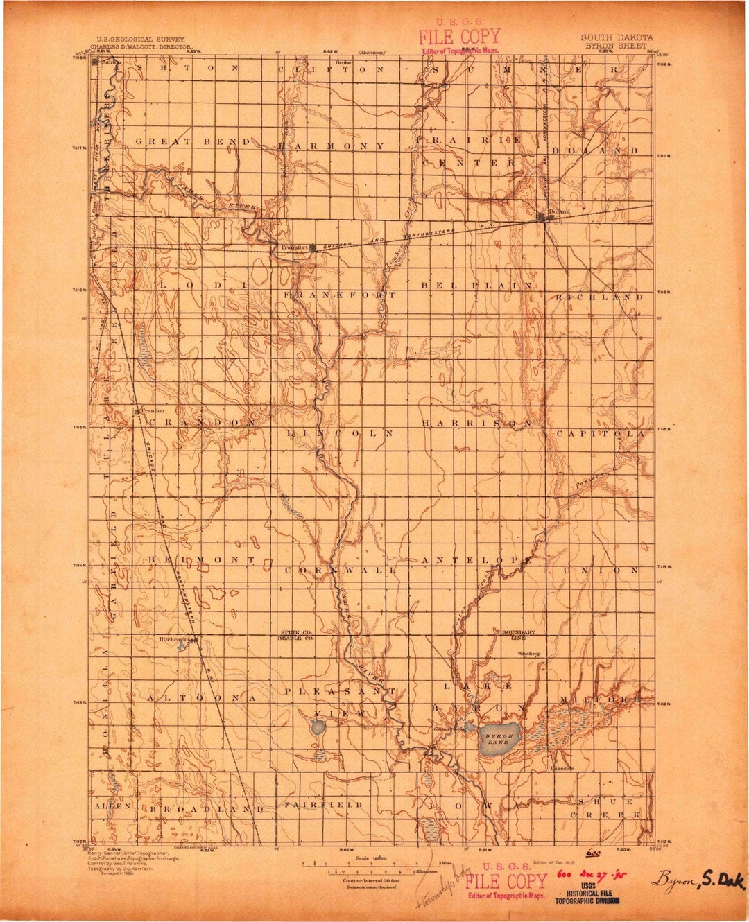 1895 Byron, SD - South Dakota - USGS Topographic Map