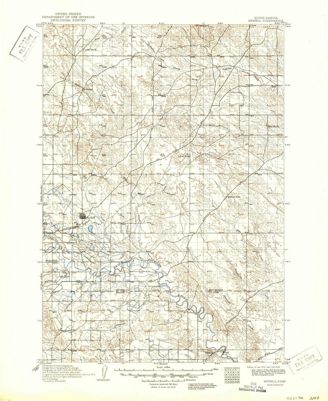1913 Newell, SD - South Dakota - USGS Topographic Map