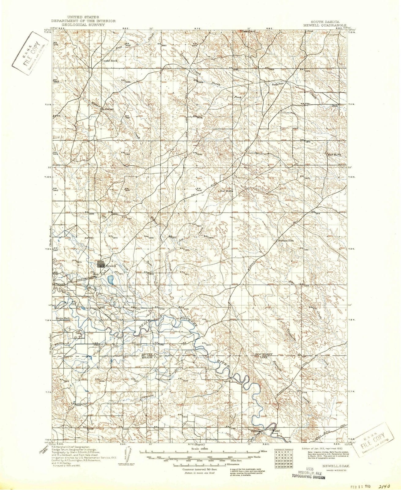 1913 Newell, SD - South Dakota - USGS Topographic Map