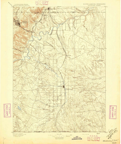 1896 Oelrichs, SD - South Dakota - USGS Topographic Map