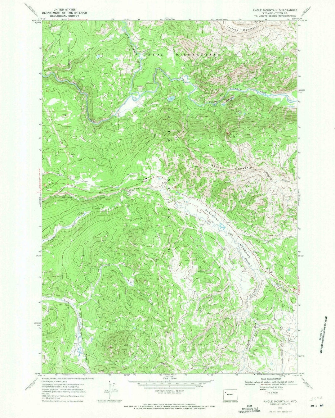1965 Angle Mountain, WY - Wyoming - USGS Topographic Map