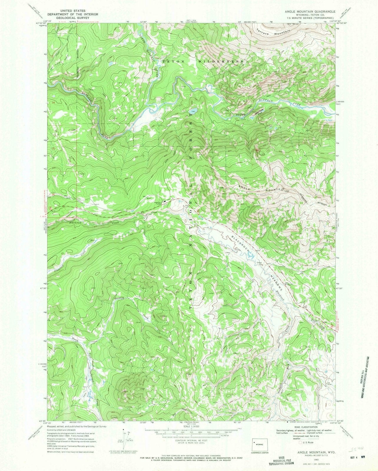 1965 Angle Mountain, WY - Wyoming - USGS Topographic Map