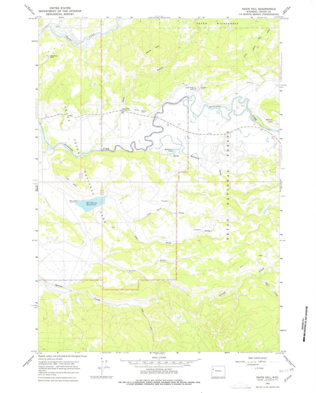 1965 Davis Hill, WY - Wyoming - USGS Topographic Map
