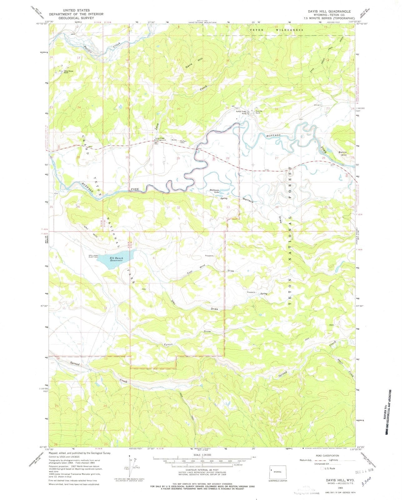 1965 Davis Hill, WY - Wyoming - USGS Topographic Map