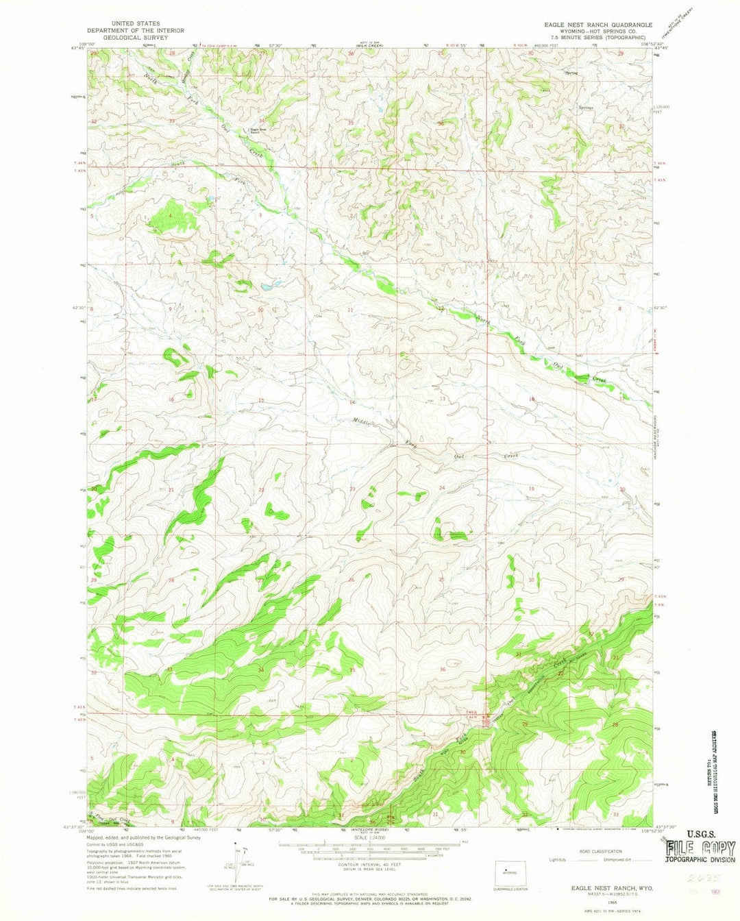 1965 Eaglest Ranch, WY - Wyoming - USGS Topographic Map