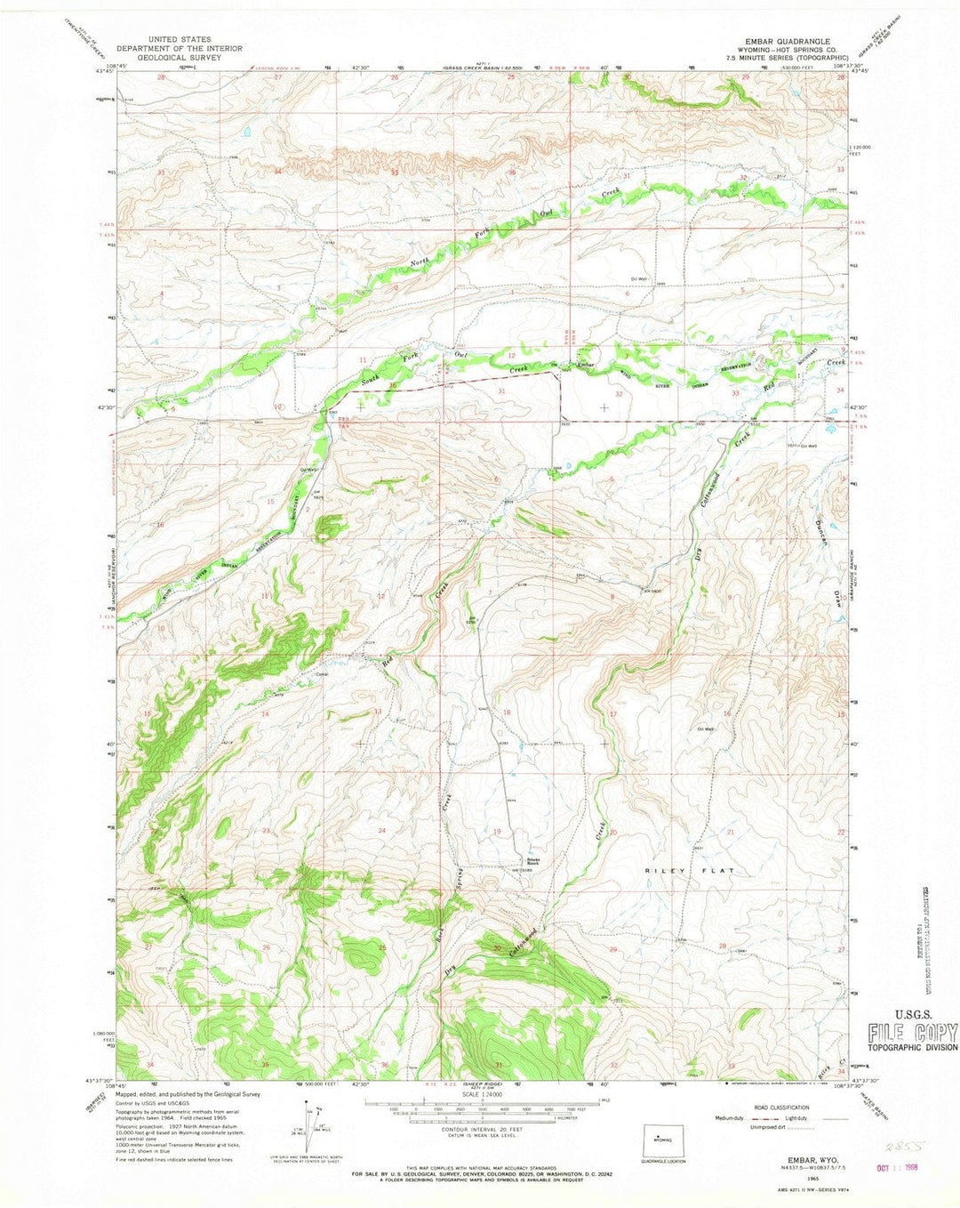 1965 Embar, WY - Wyoming - USGS Topographic Map