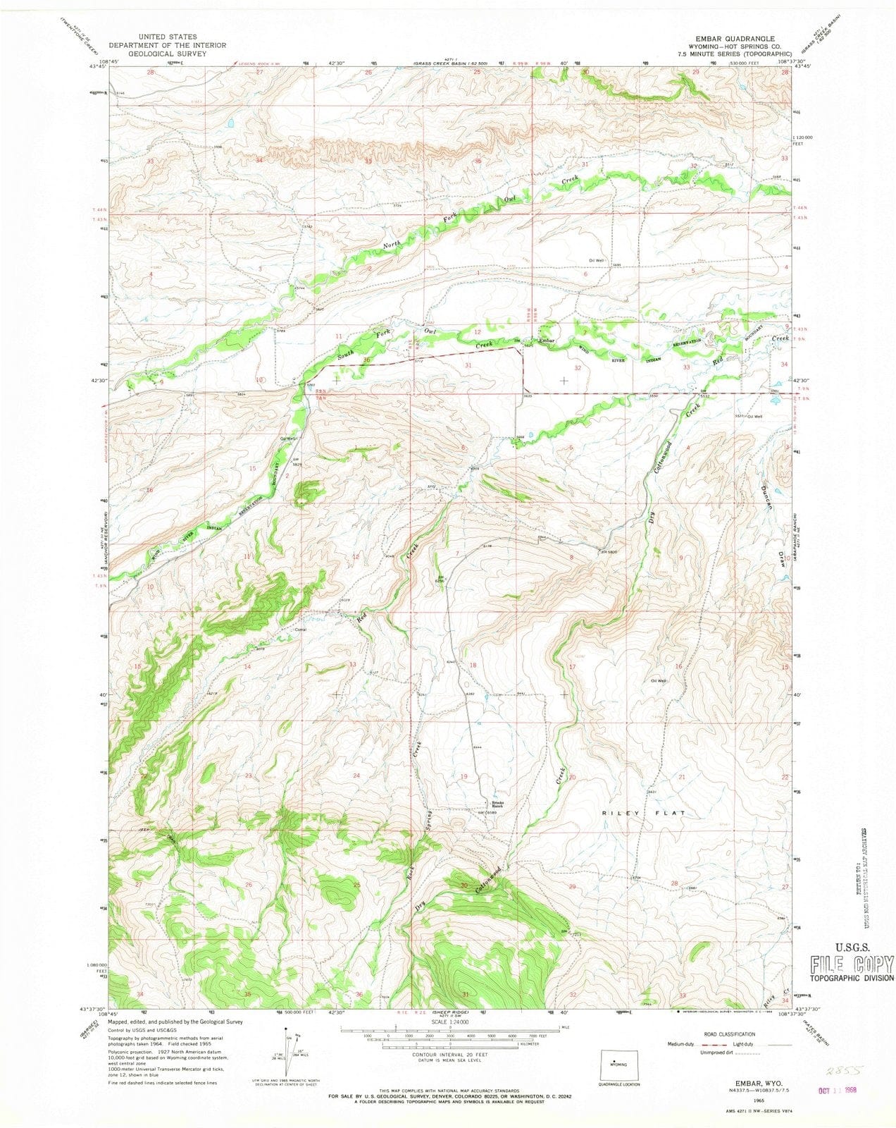1965 Embar, WY - Wyoming - USGS Topographic Map
