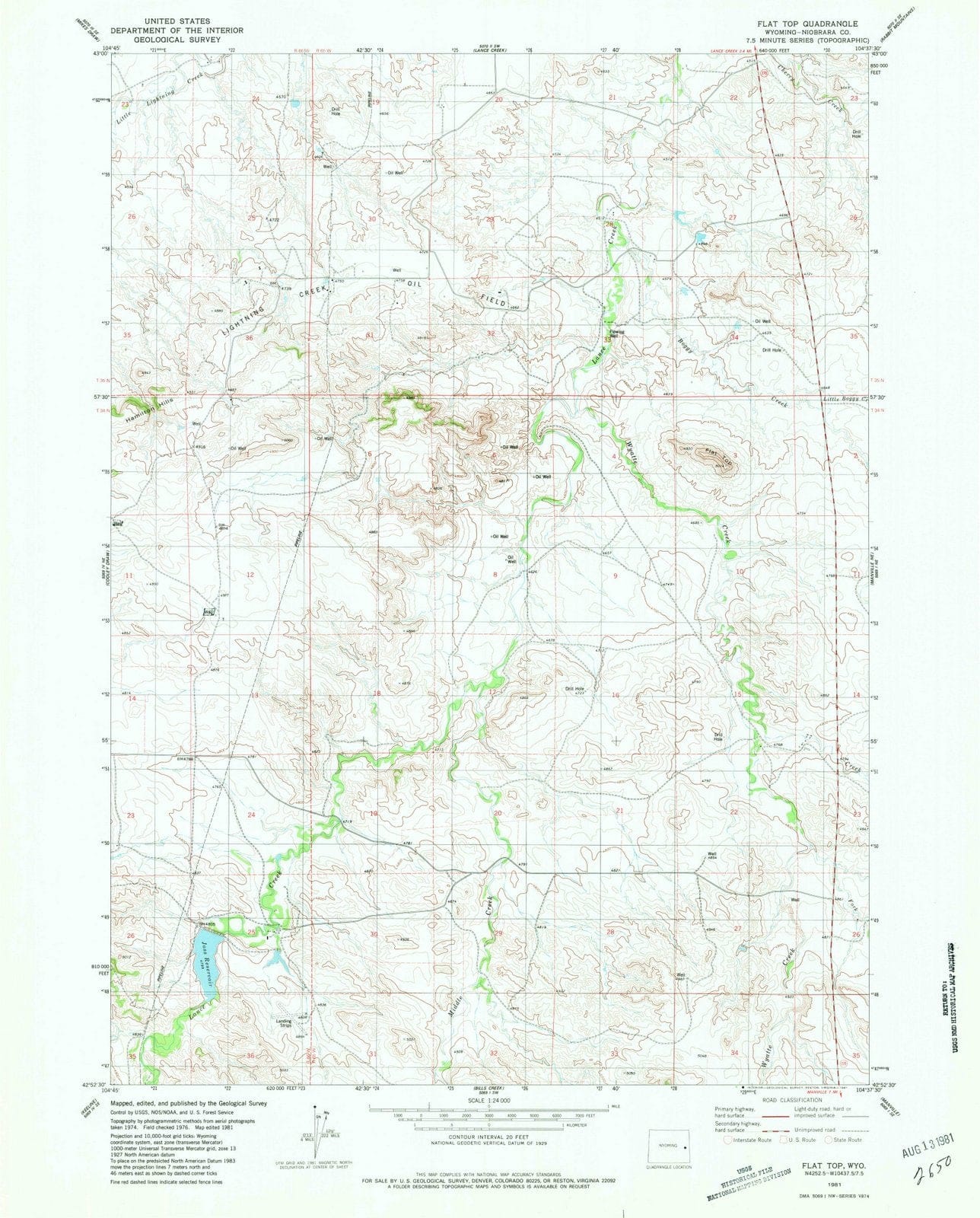 1981 Flat Top, WY - Wyoming - USGS Topographic Map