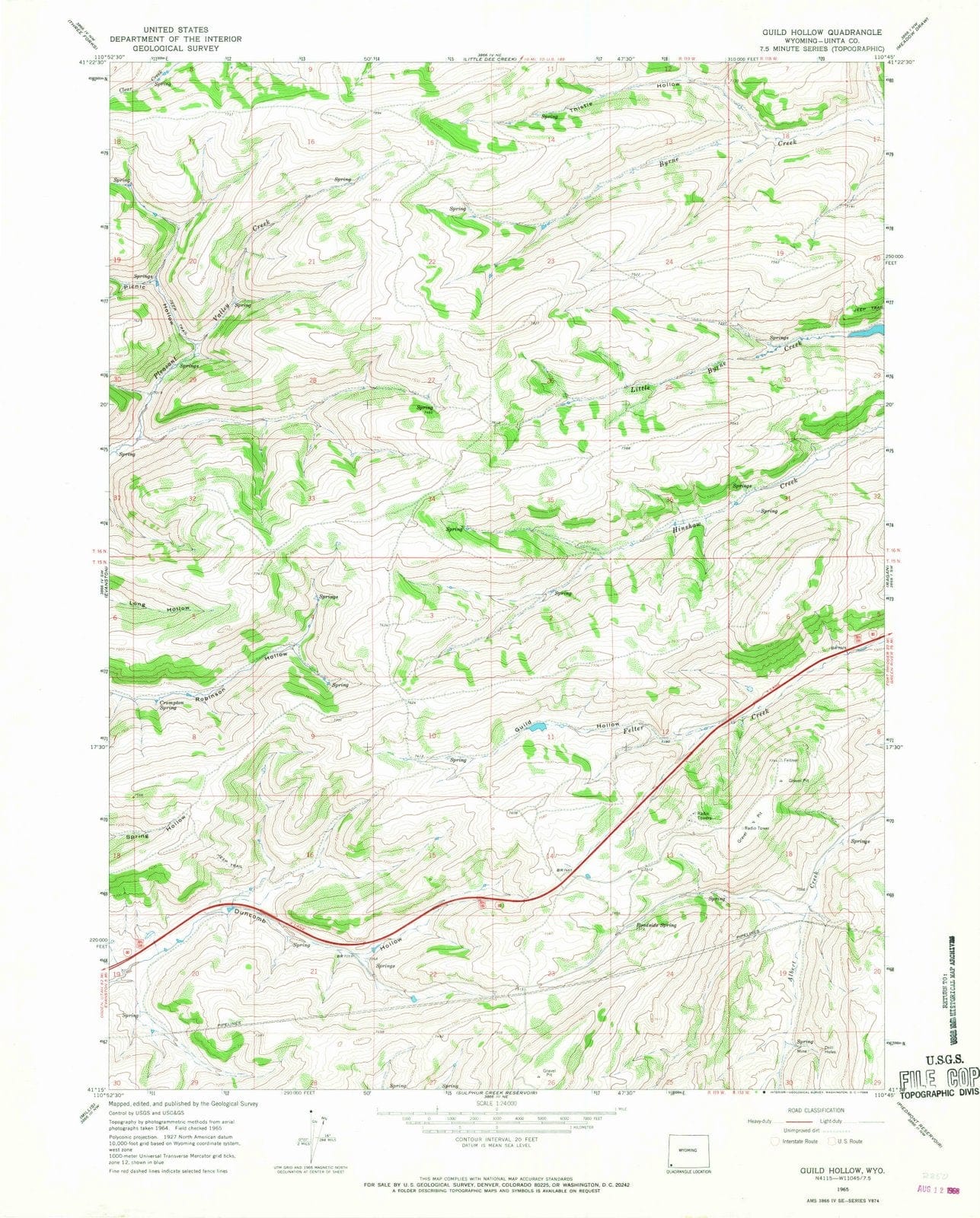 1965 Guild Hollow, WY - Wyoming - USGS Topographic Map