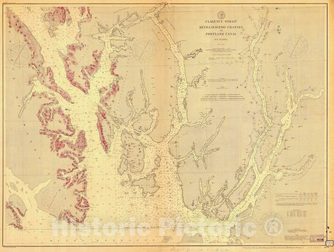 Historic Nautical Map - Clarence Strait Revillagigedo Channel And Portland Canal, 1893 NOAA Chart - Alaska (AK) - Vintage Wall Art