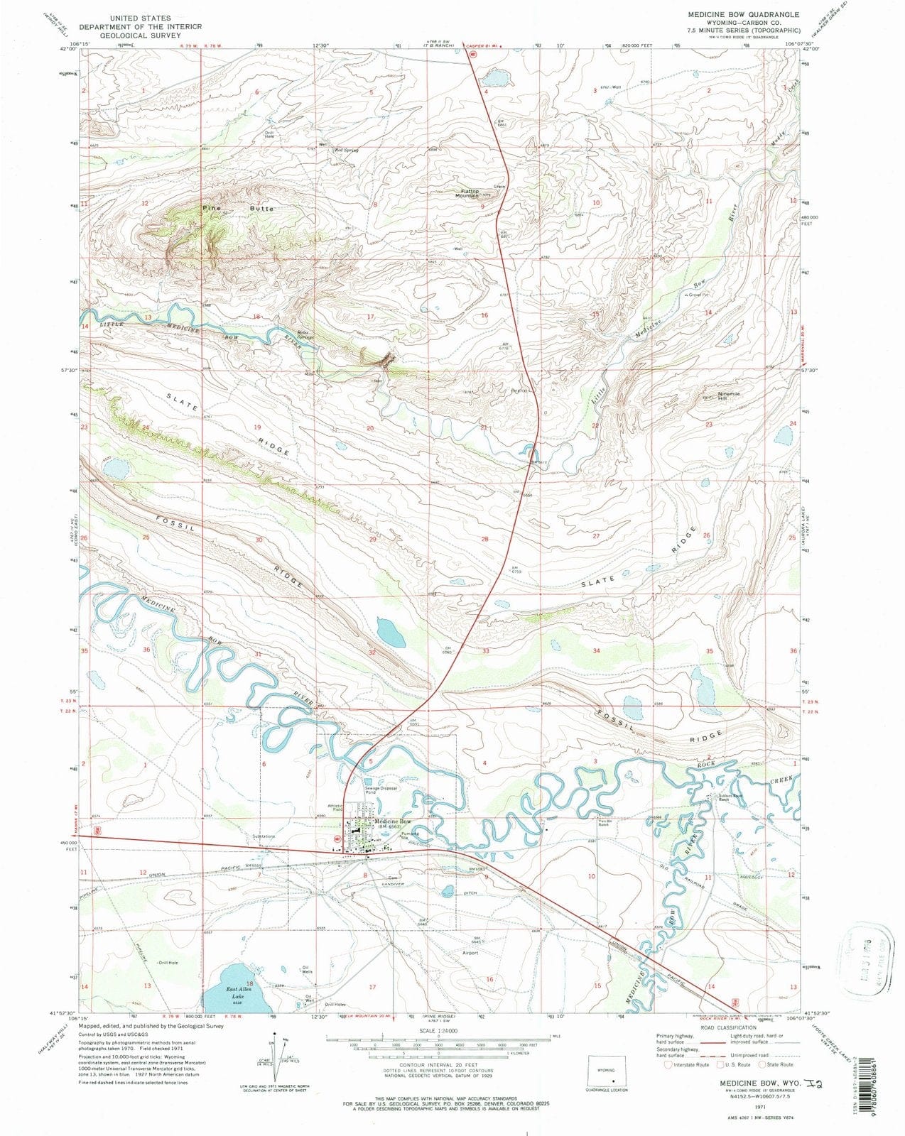 1971 Medicine Bow, WY - Wyoming - USGS Topographic Map