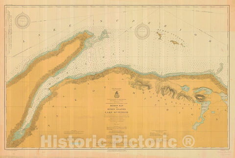 Historic Nautical Map - Huron Bay And Huron Islands Lake Superior, 1915 NOAA Chart - Michigan (MI) - Vintage Wall Art