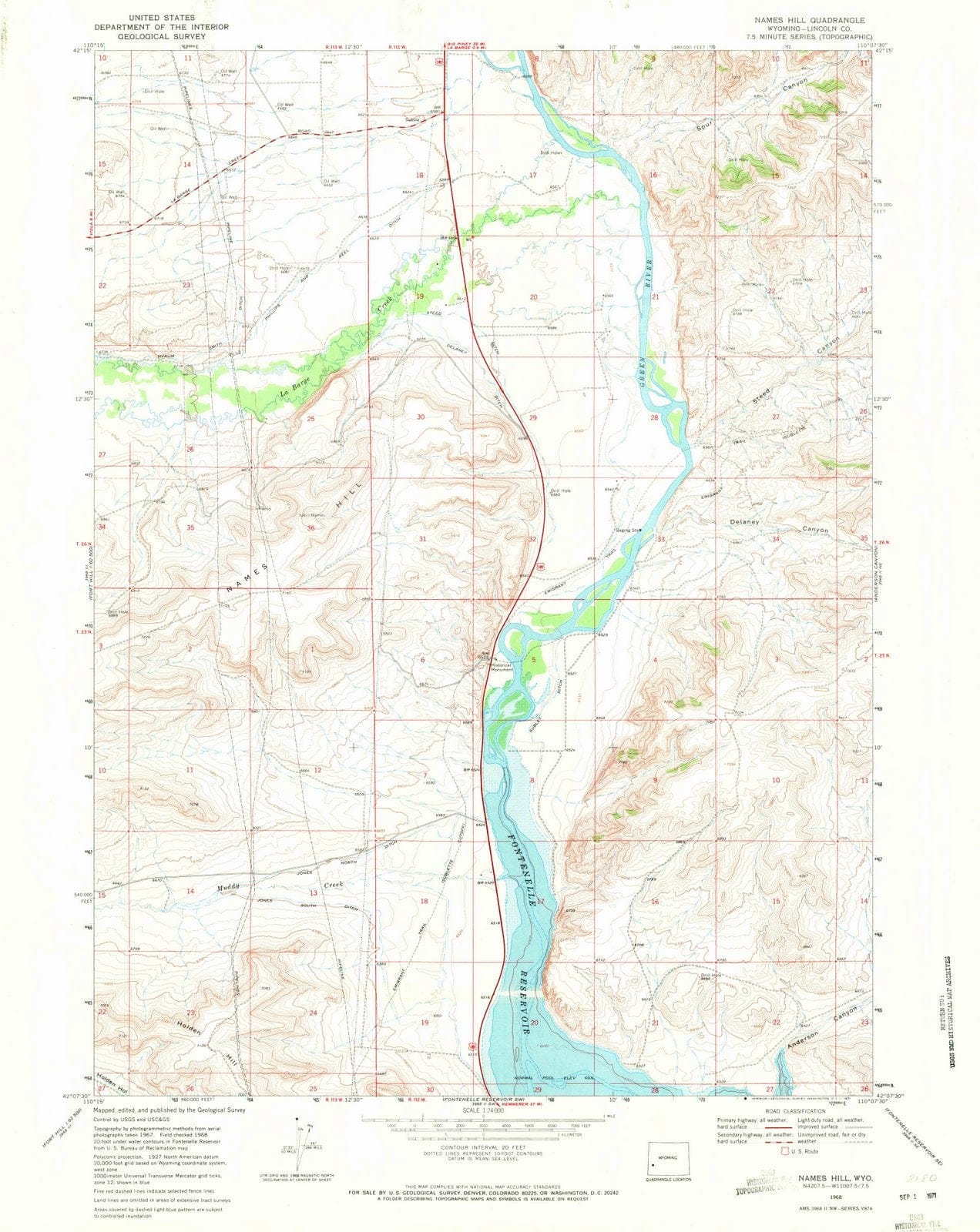 1968 Names Hill, WY - Wyoming - USGS Topographic Map