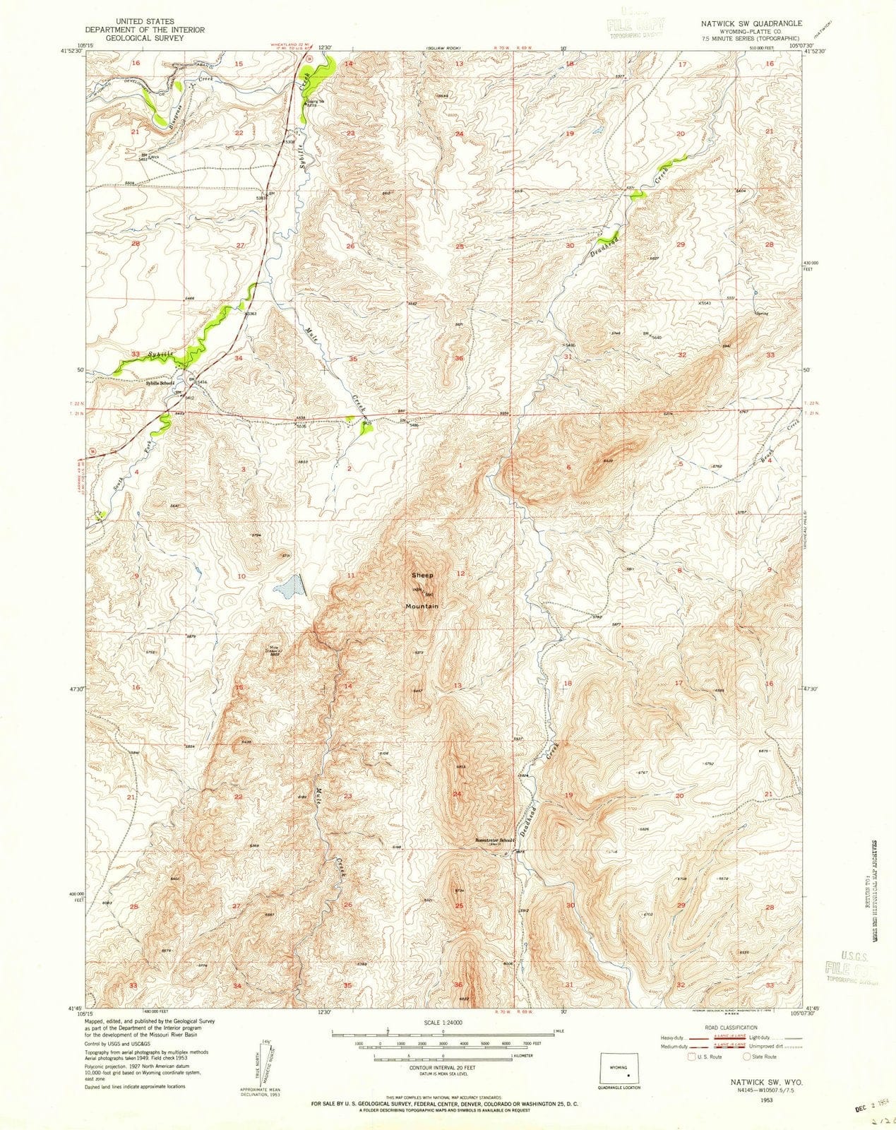 1953 Natwick, WY - Wyoming - USGS Topographic Map
