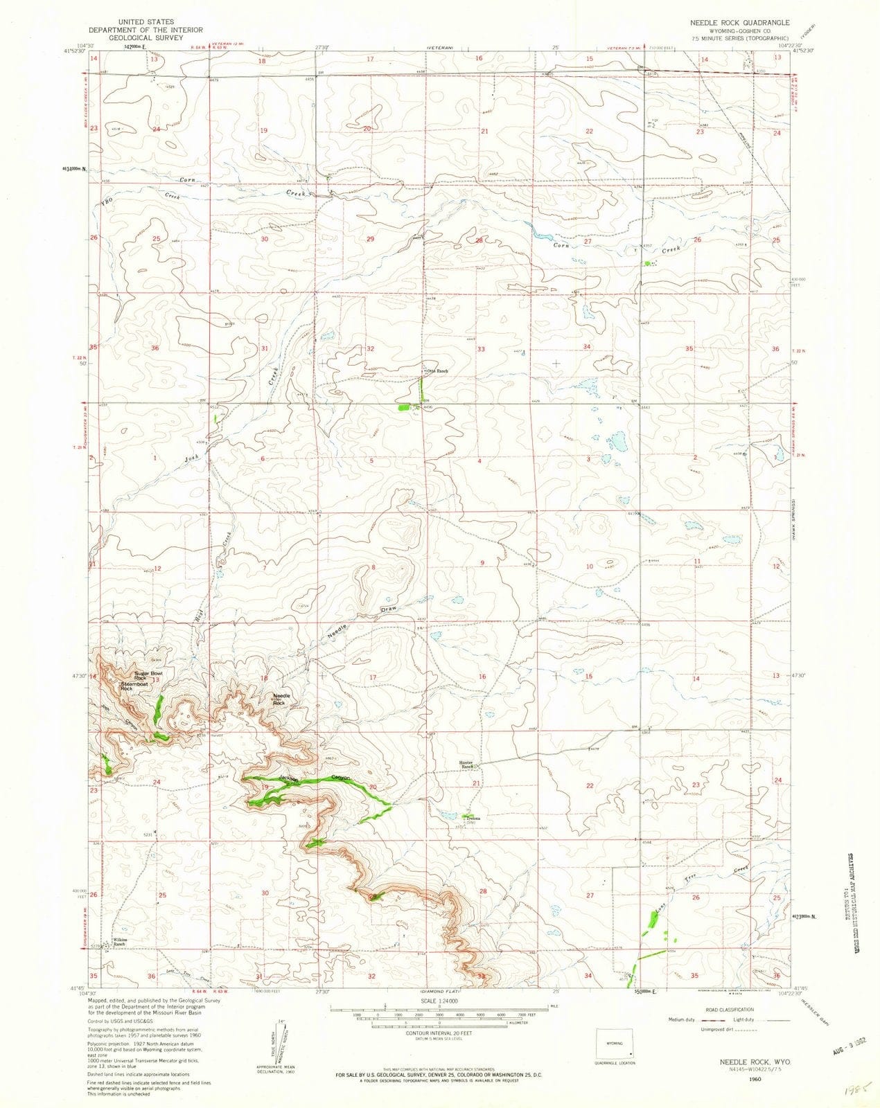 1960 Needle Rock, WY - Wyoming - USGS Topographic Map