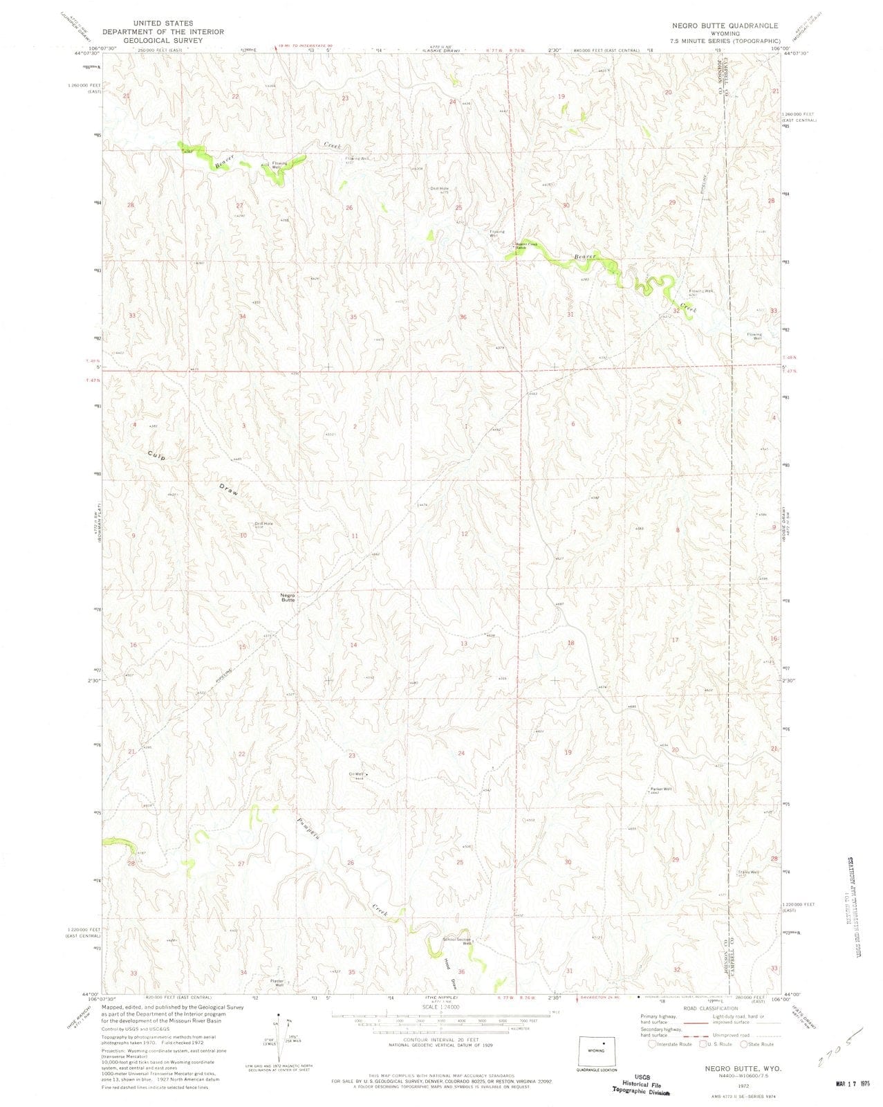 1972 Negro Butte, WY - Wyoming - USGS Topographic Map