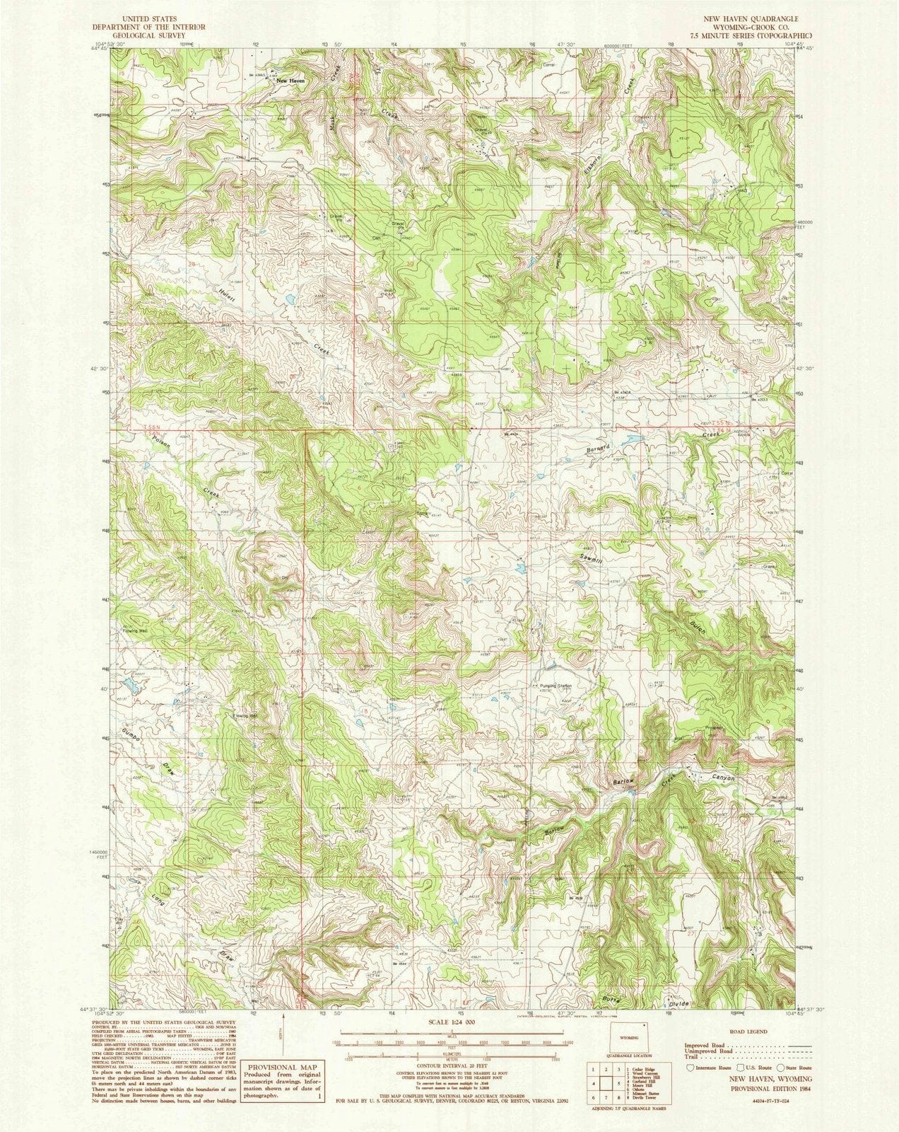 1984 New Haven, WY - Wyoming - USGS Topographic Map