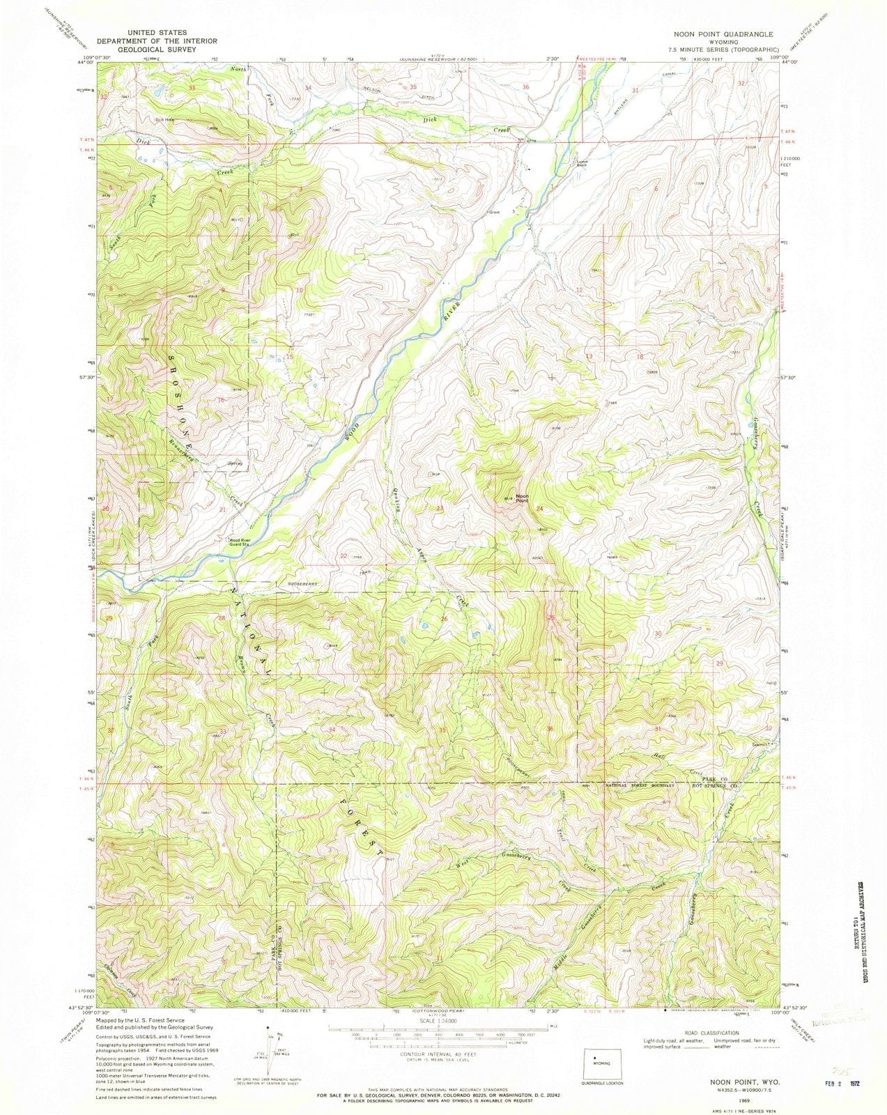 1969 Noon Point, WY - Wyoming - USGS Topographic Map