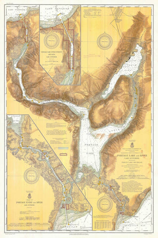 Historic Nautical Map - Portage Lake And River Lake Superior Including Torch Lake Michigan, 1912 NOAA Chart - Michigan (MI) - Vintage Wall Art