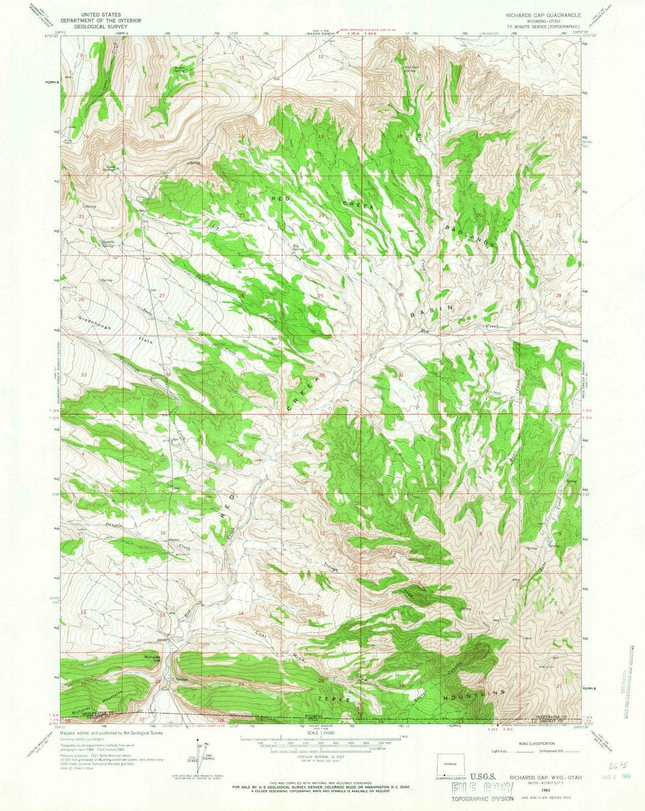 1963 Richards Gap, WY - Wyoming - USGS Topographic Map