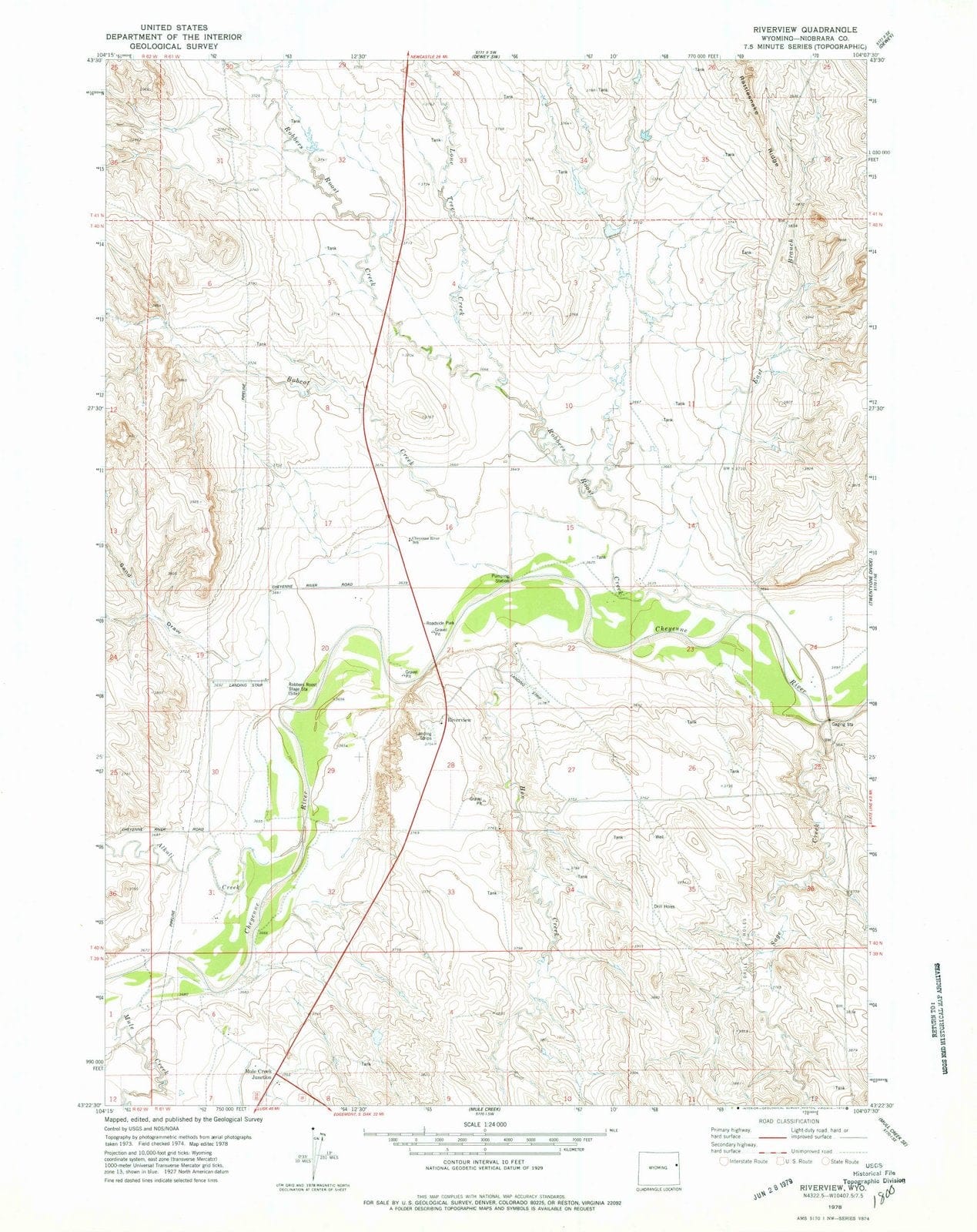 1978 Riverview, WY - Wyoming - USGS Topographic Map