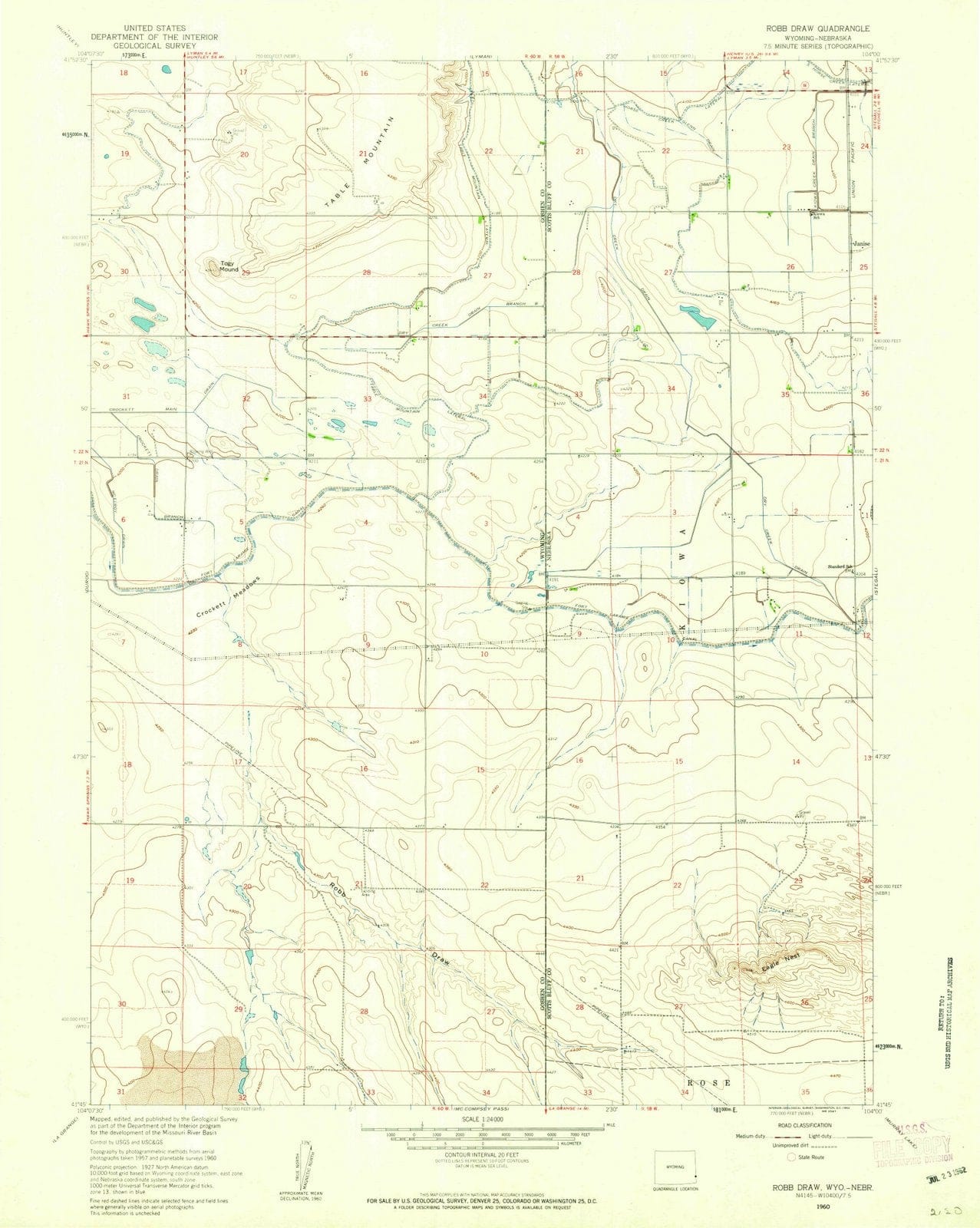 1960 Robbraw, WY - Wyoming - USGS Topographic Map
