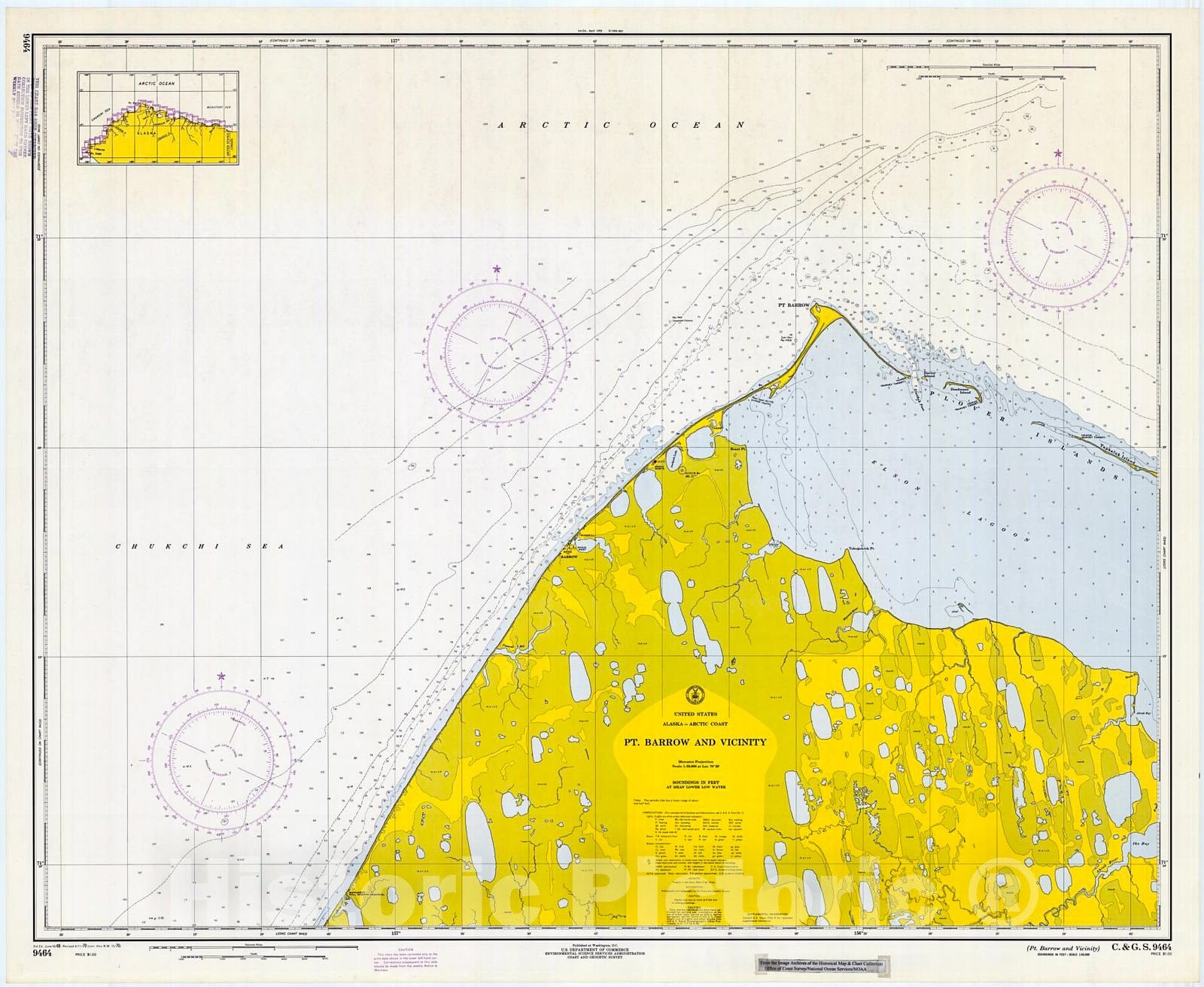 Historic Nautical Map - Pt.Barrow And Vicinity, 1970 NOAA Chart - Alas ...
