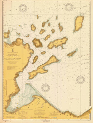 Historic Nautical Map - Apostle Islands Including The South Coast Of Lake Superior, 1918 NOAA Chart - Wisconsin (WI) - Vintage Wall Art