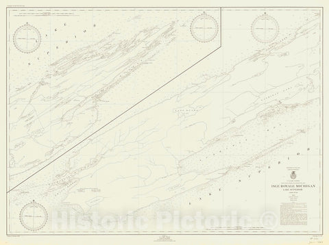 Historic Nautical Map - Isle Royale Michigan Lake Superior, 1948 NOAA Chart - Michigan (MI) - Vintage Wall Art