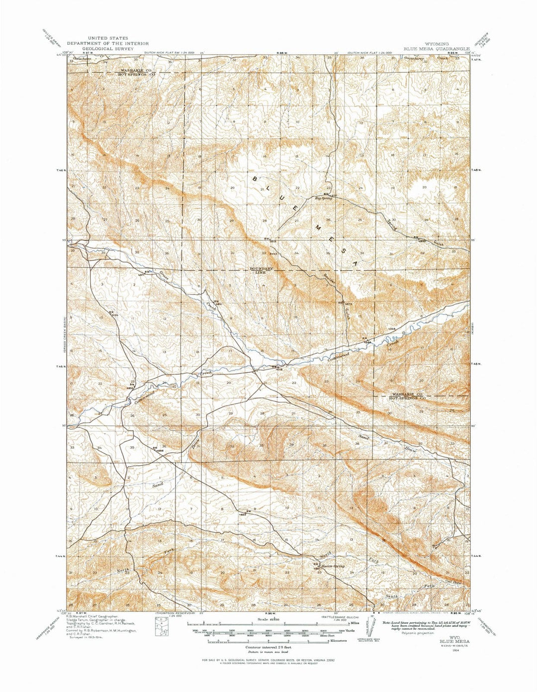 1914 Blue Mesa, WY - Wyoming - USGS Topographic Map