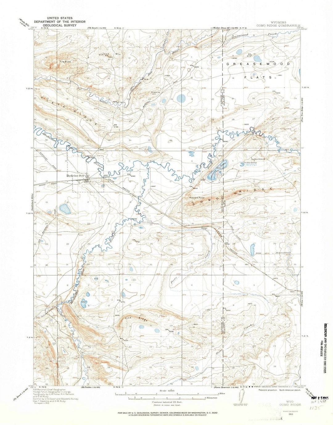 1915 Como Ridge, WY - Wyoming - USGS Topographic Map