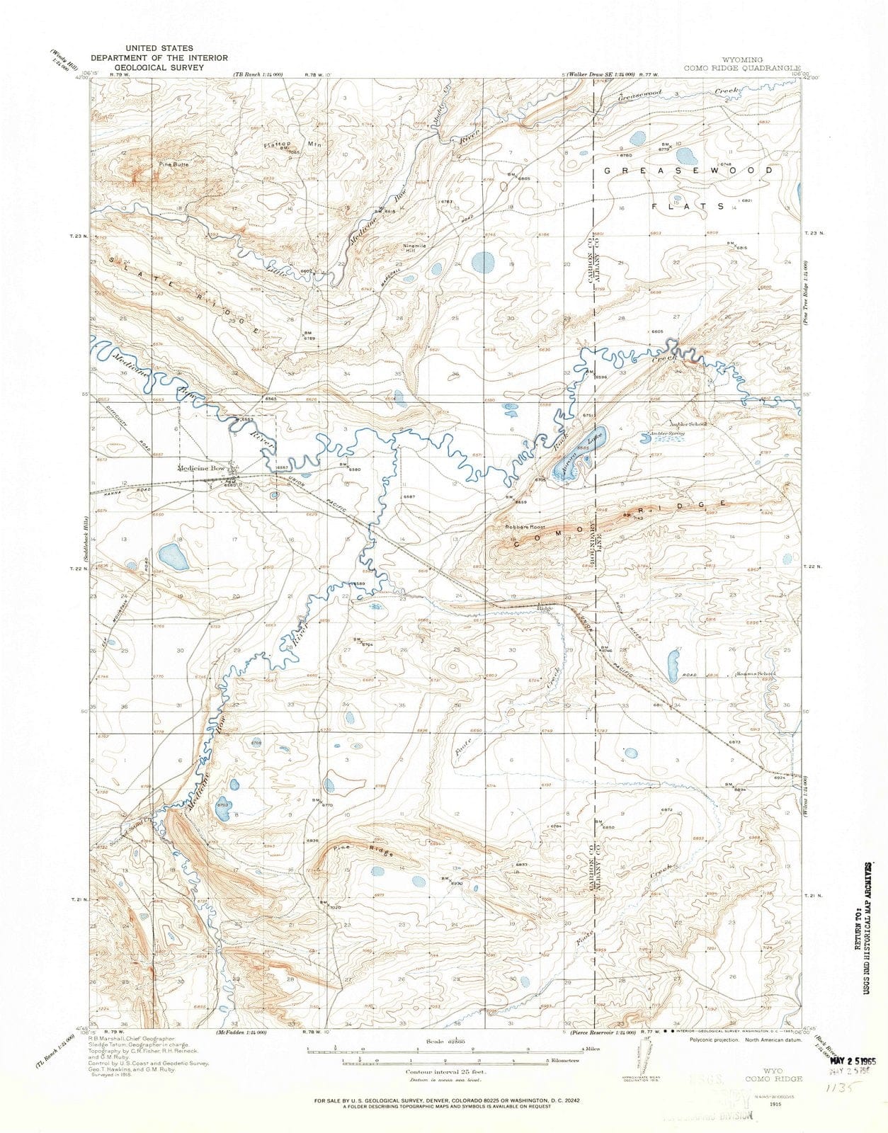1915 Como Ridge, WY - Wyoming - USGS Topographic Map