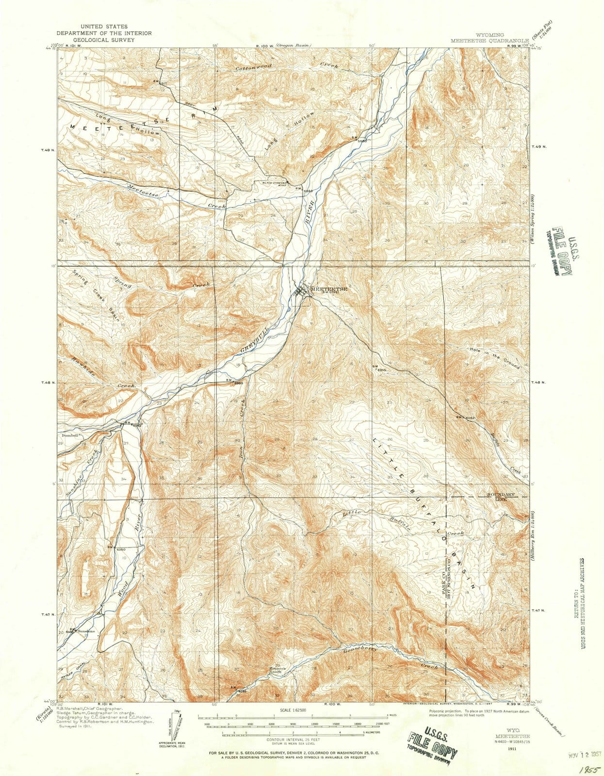 1911 Meeteetse, WY - Wyoming - USGS Topographic Map
