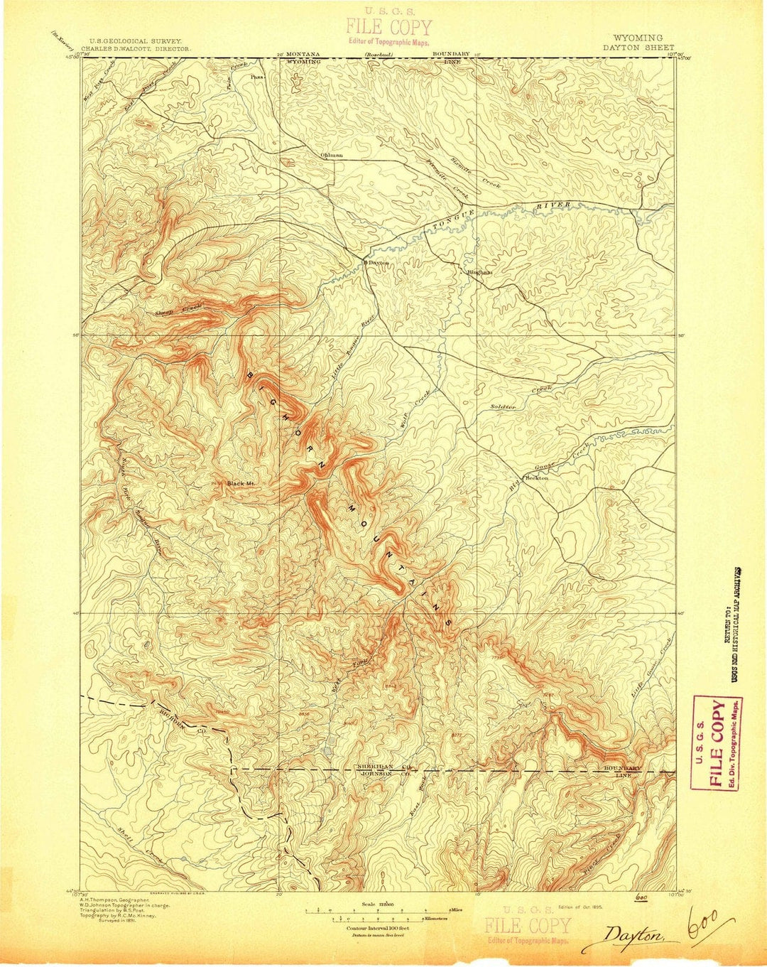 1895 Dayton, WY - Wyoming - USGS Topographic Map
