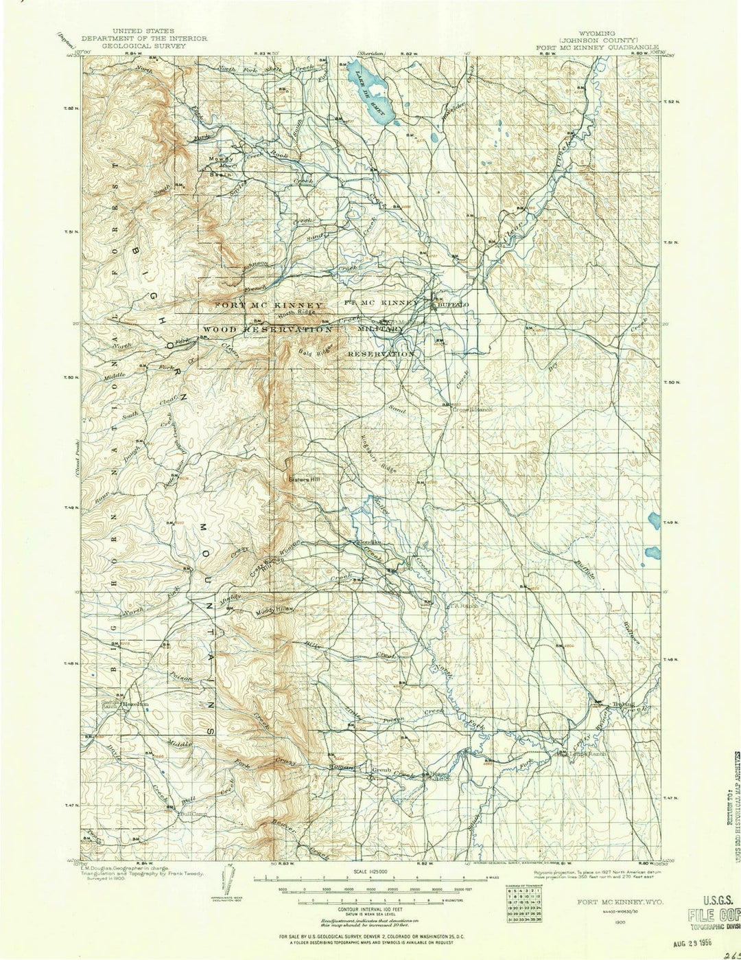 1900 Fort McKinney, WY - Wyoming - USGS Topographic Map