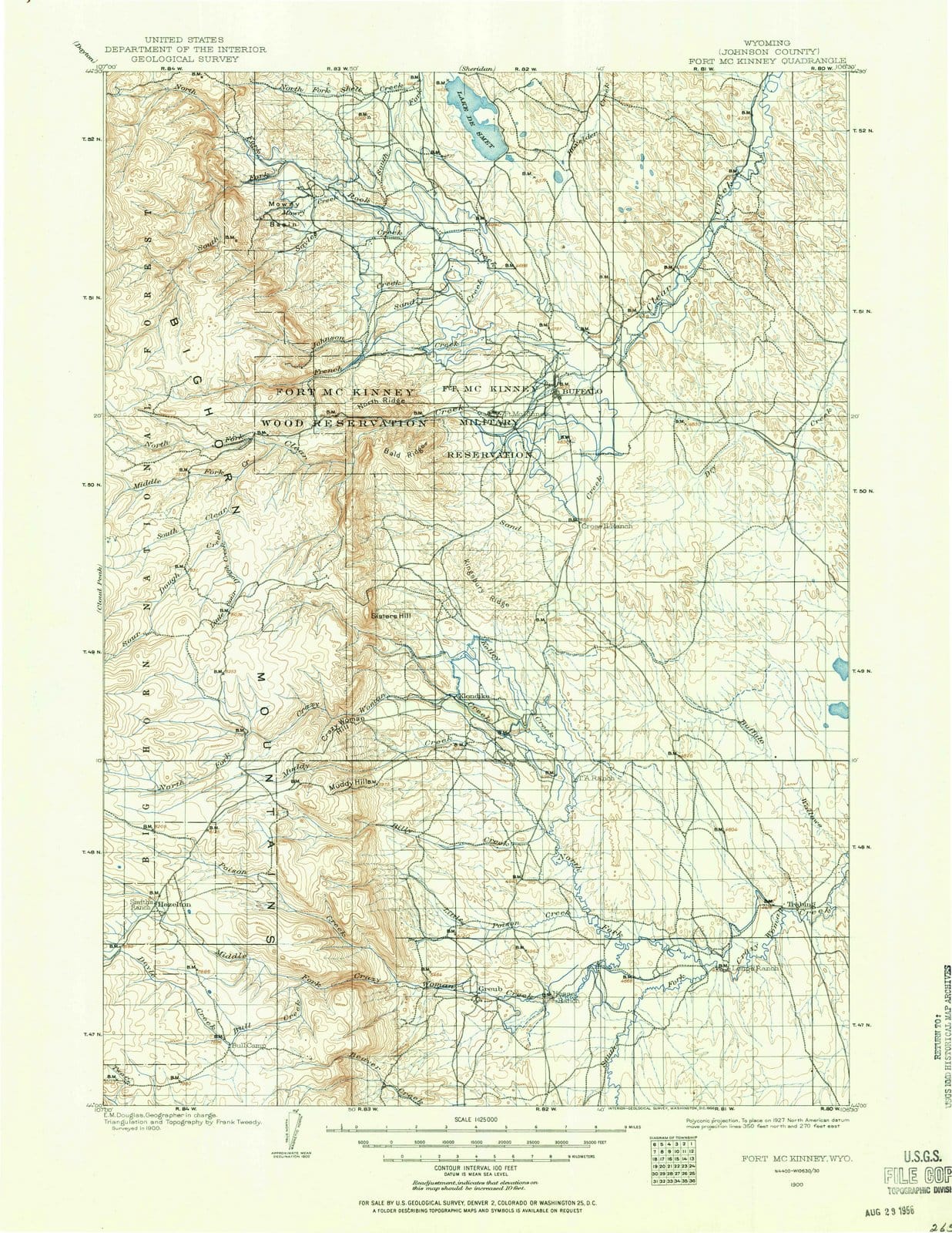 1900 Fort McKinney, WY - Wyoming - USGS Topographic Map