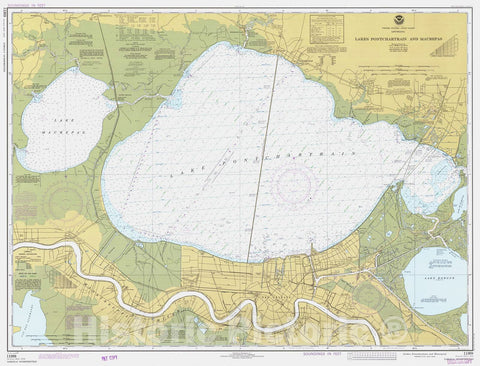 Historic Nautical Map - Lakes Pontchartrain And Maurepas, 1977 NOAA Chart - Louisiana (LA) - Vintage Wall Art