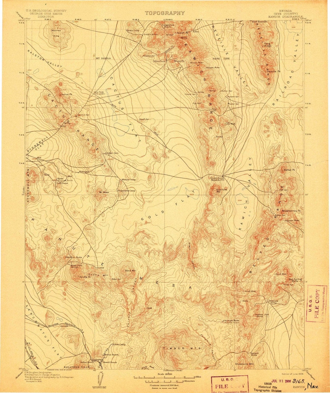 1908 Kawich, NV - Nevada - USGS Topographic Map