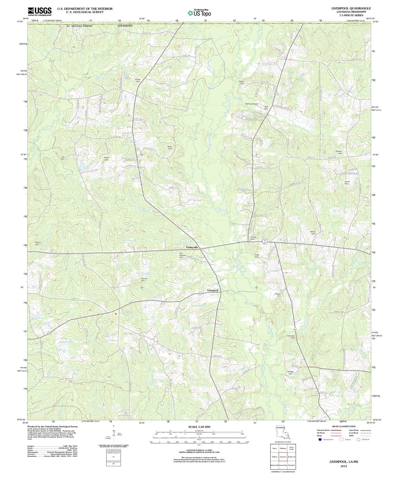 2012 Liverpool, LA - Louisiana - USGS Topographic Map