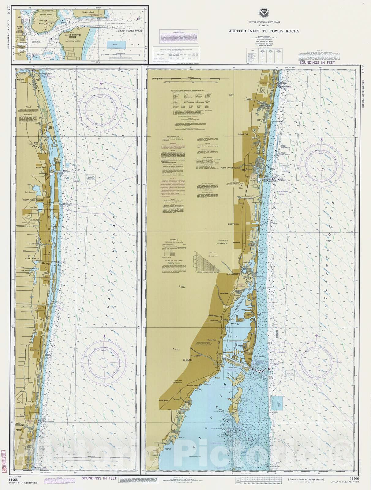 Historic Nautical Map - Jupiter Inlet To Fowey Rocks, 1985 NOAA Chart ...