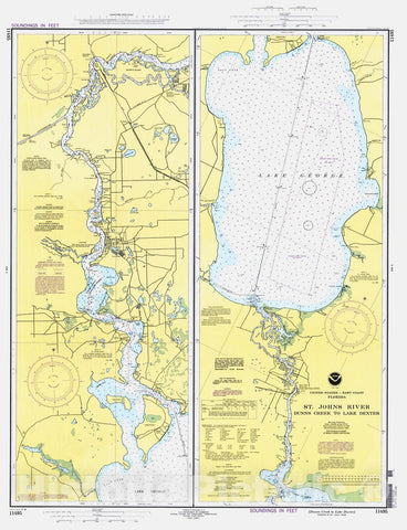 Historic Nautical Map - Dunns Creek To Lake Dexter, 1996 NOAA Chart - Florida (FL) - Vintage Wall Art