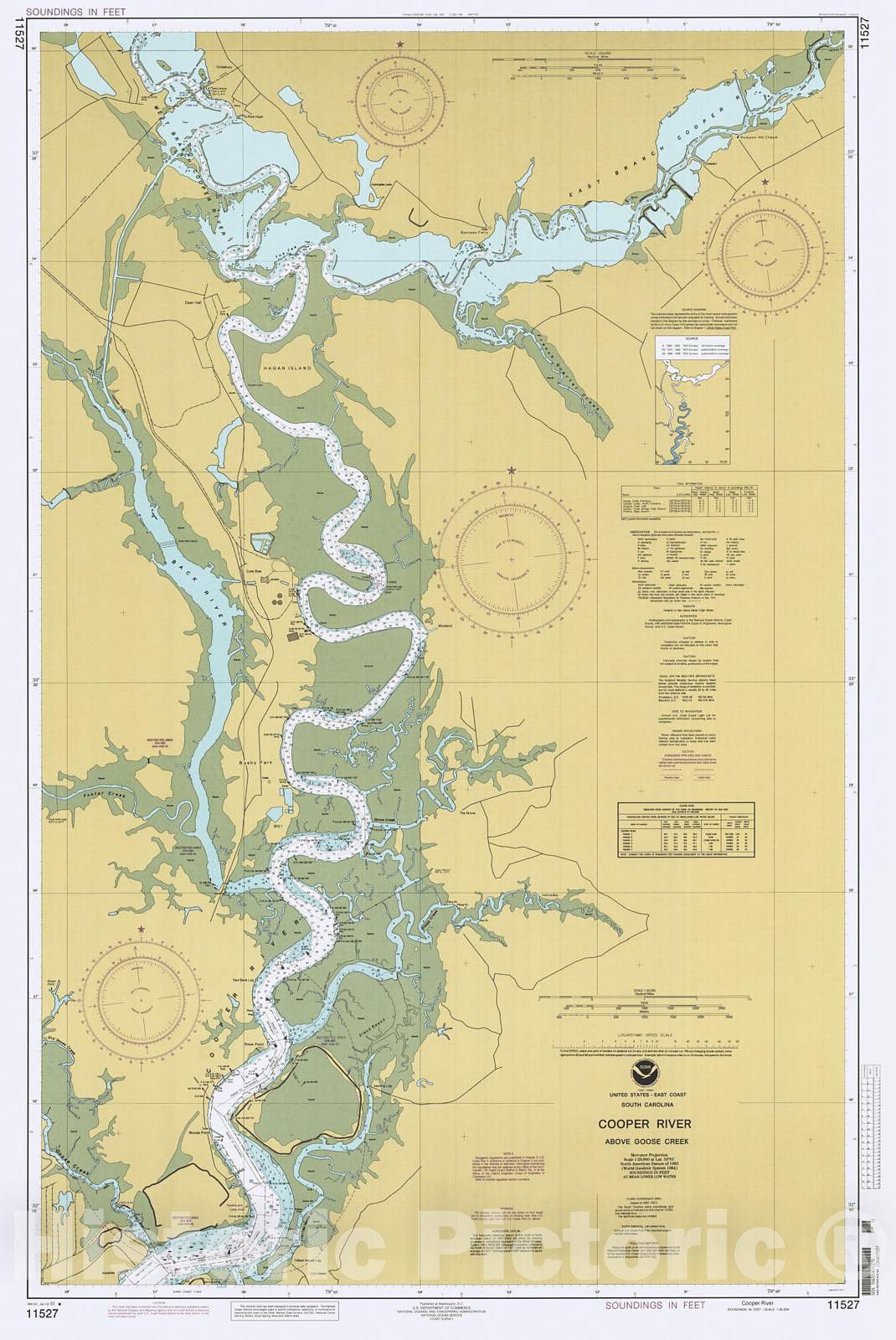 Historic Nautical Map Cooper River, 2001 NOAA Chart South Carolina