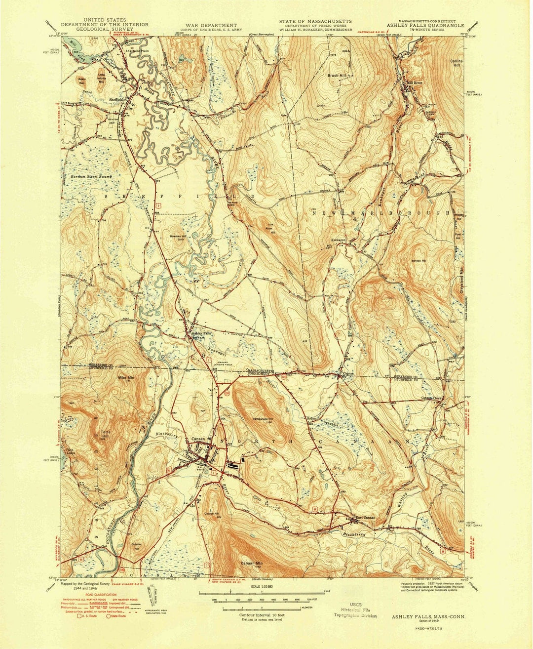1949 Ashley Falls, MA - Massachusetts - USGS Topographic Map