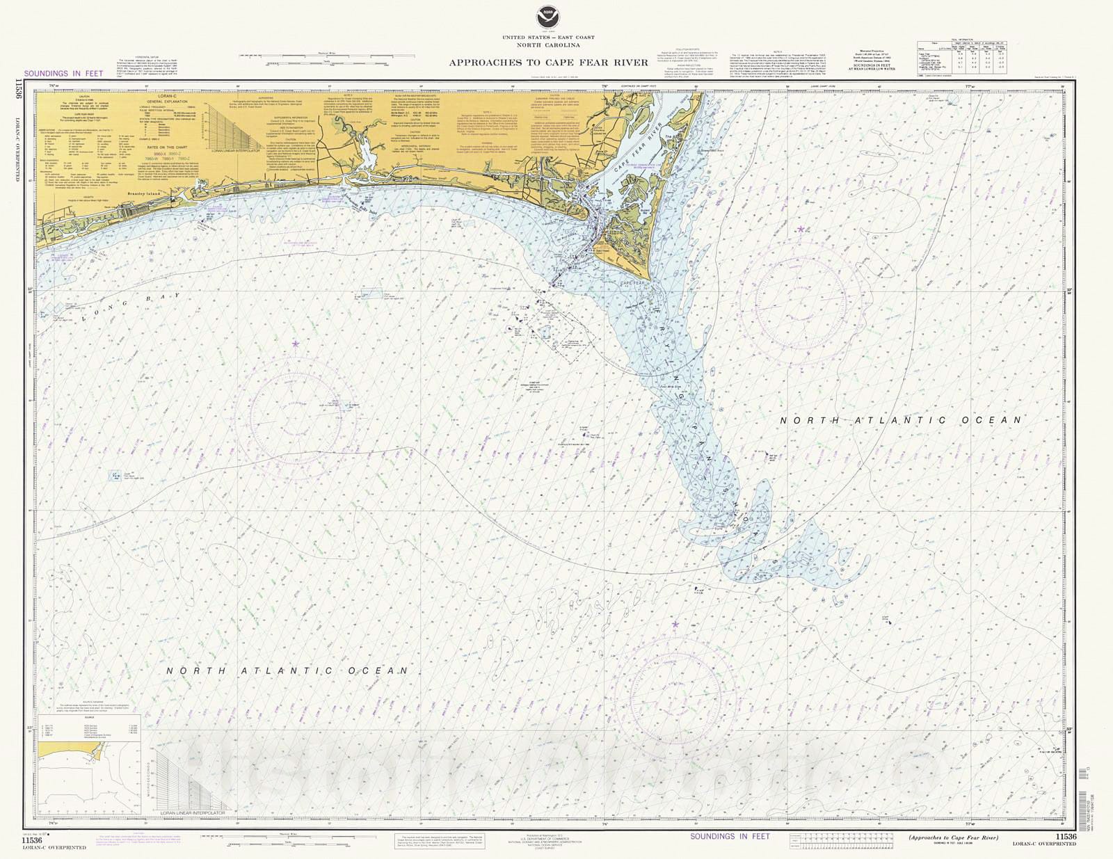 Cape Fear River Nautical Chart 1997 Print Historic Pictoric