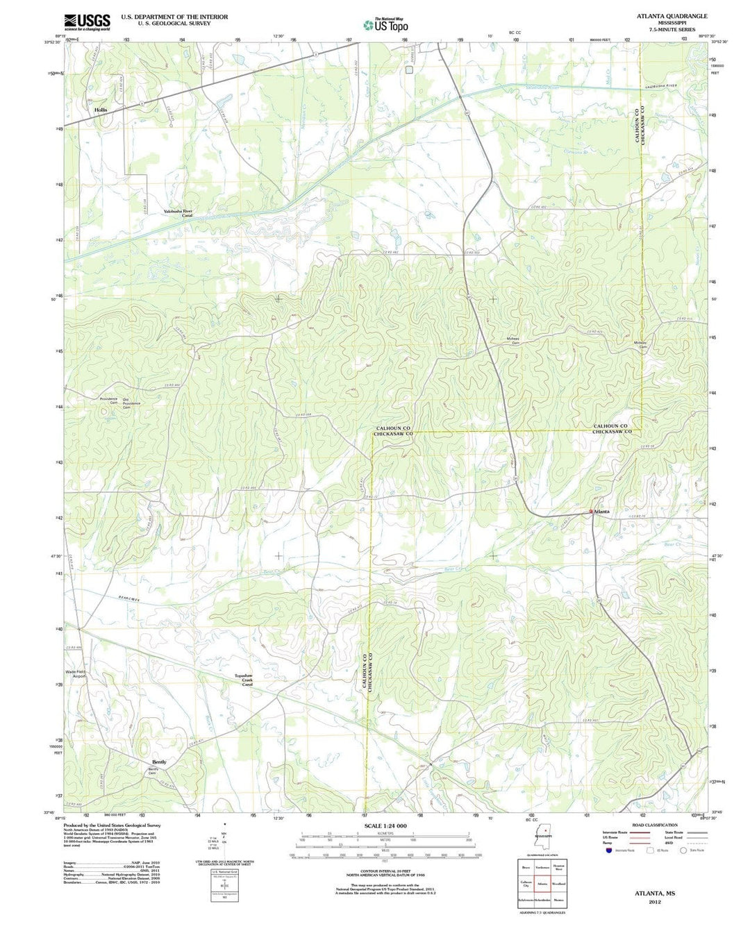 2012 Atlanta, MS - Mississippi - USGS Topographic Map