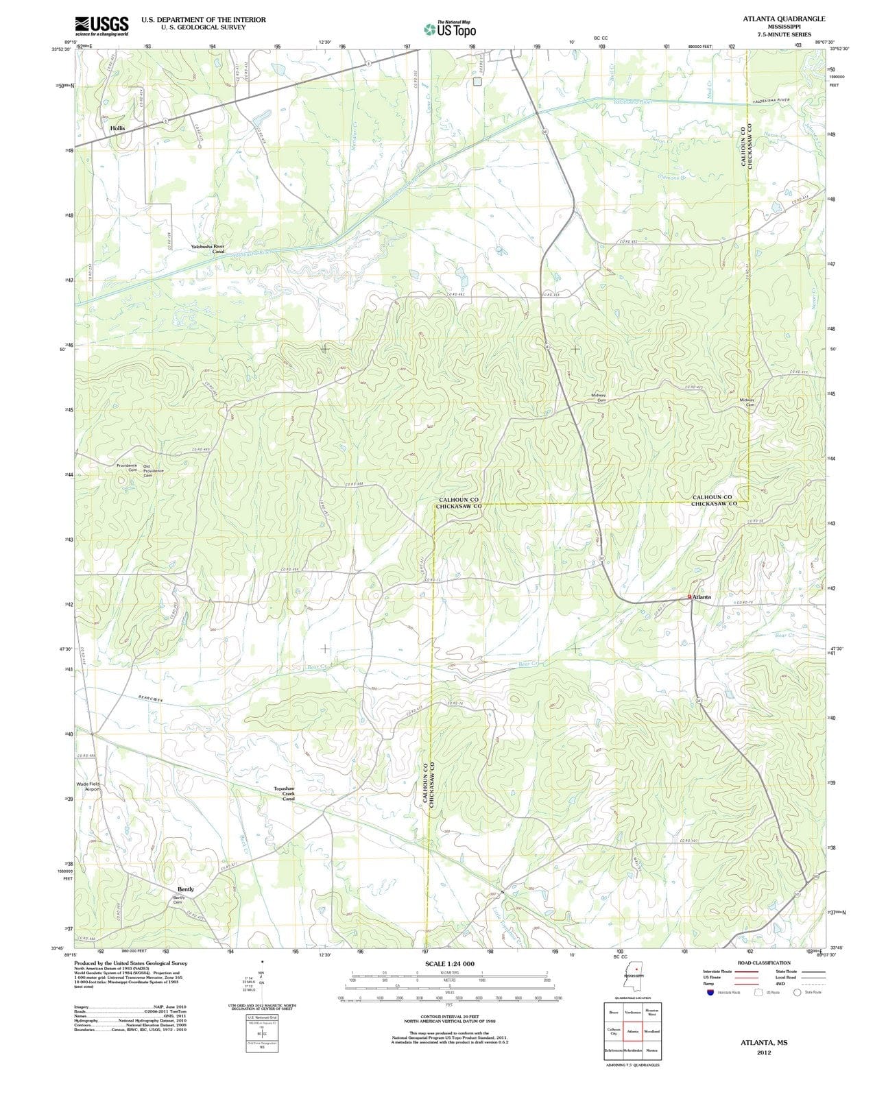 2012 Atlanta, MS - Mississippi - USGS Topographic Map