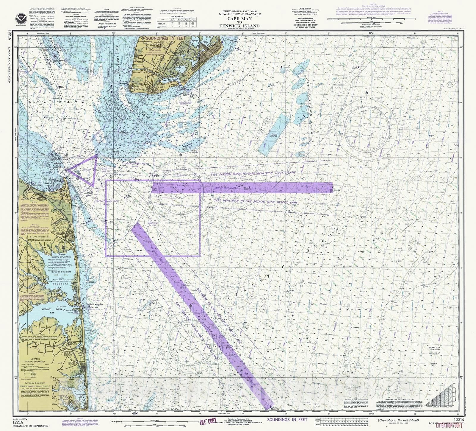 Historic Nautical Map - Cape May To Fenwick Island, 1980 NOAA Chart - New Jersey, Delaware (NJ, DE) - Vintage Wall Art