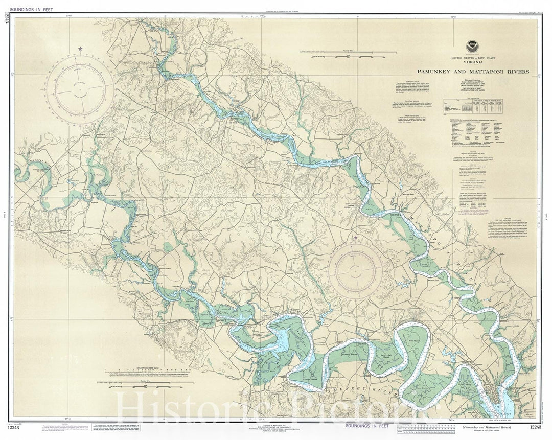 Historic Nautical Map Pamunkey And Mattaponi Rivers, 1990 NOAA Chart